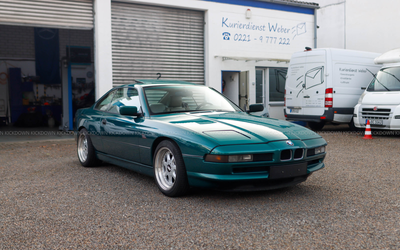BMW 850i E31 (1992), Lagunengrün Metallic, Sammlerfahrzeug, V12