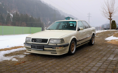 Audi V8 4.2 (1992), with rare 280 hp, timing belt and water pump replaced, pearl white