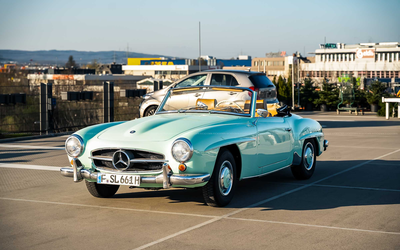 Mercedes Benz W121 190 SL (1961), extrem seltene Farbe, Gutachten Note 2, sehr gepflegter Zustand, mit Hardtop