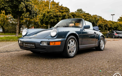 Porsche 911 964 Carrera 2 Cabrio Lückenloses CarFax Taubenblau-Metallic (1990)