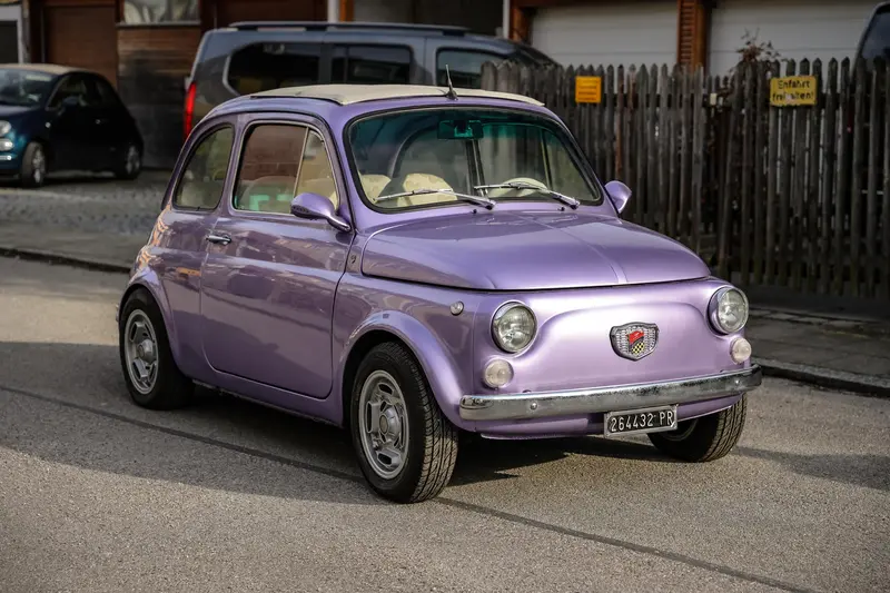 Fiat 500 650 Modena in Lila Scheckheft gepflegt Restauriert Sportauspuff MwSt. ausweisbar (1969)