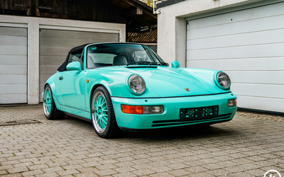 Porsche 911 964 Cabrio Turbositze Mintgrün L22R Matching Numbers Historie (1992)