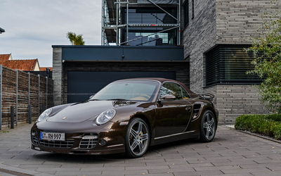 Porsche 911 997 Turbo Cabriolet (2008), Scheckheft, deutsches Fahrzeug mit attraktiver Farbkombination