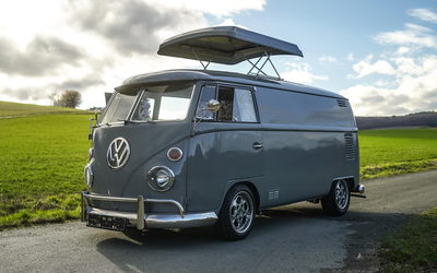 Volkswagen T1 (21F) in gray fire engine conversion restored SCA lifting roof (1966)