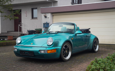 Porsche 911 964 Carrera 2 Cabriolet WTL (1993), German vehicle in spectacular Wimbledon green, high-quality leather interior, very well maintained