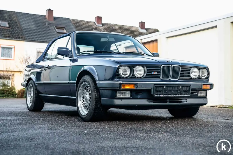 BMW E30 320i Cabrio BBS rims blue soft top heated seats (1989)