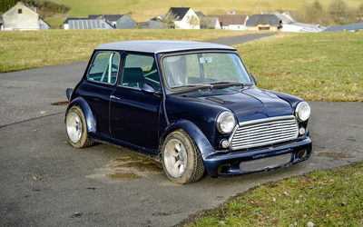 Mini 1300A Sport conversion 2nd hand partially restored 1.4 liter engine LCB manifold AVO shock absorbers Momo Prototipo steering wheel (1983)