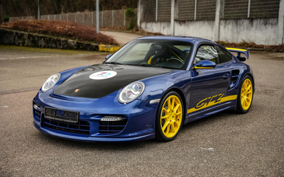 Porsche 997 GT2 Mk1 in Aquablau Metallic Mk2 Equipment Matching Numbers Carbon-Applikations MwSt. Explainable (2008)
