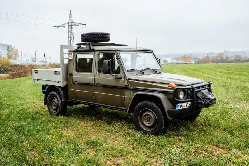 Mercedes-Benz G 290 GD Steyr Puch (1997), sehr selten mit Alu-Pick-up-Plattform, Wartung durch Militär in der Schweiz