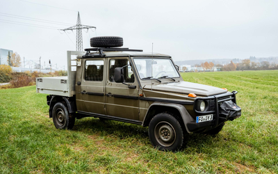 Mercedes-Benz G 290 GD Steyr Puch (1997), sehr selten mit Alu-Pick-up-Plattform, Wartung durch Militär in der Schweiz